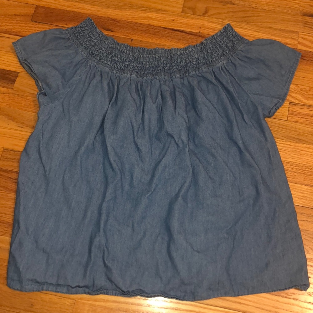 fabletics kids off the shoulder denim top